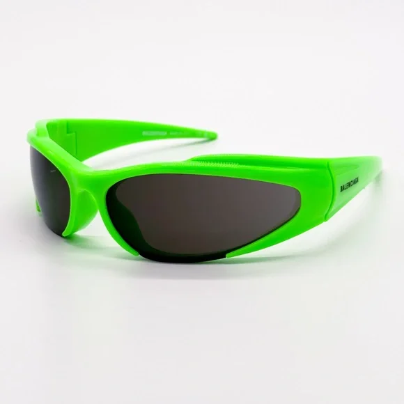 NEW BALENCIAGA BB0253S 005 OVAL GREEN GREY UNISEX SUNGLASSES BALENCIAGA